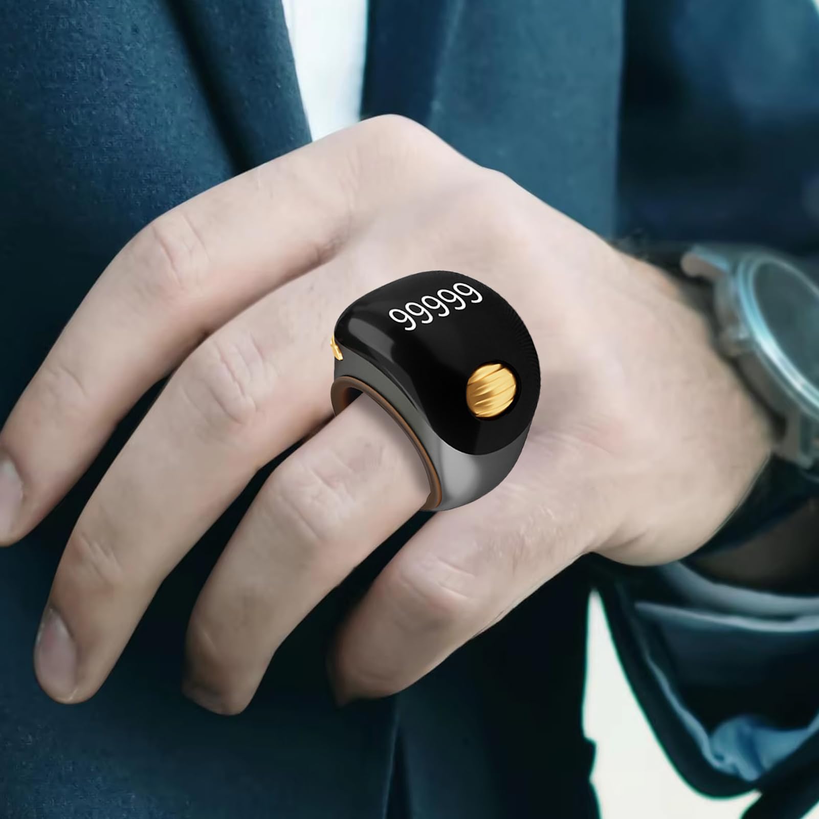 Finger Counter, Finger Clicker Count, Portable Prayer Counting Tool, 5 Digit Finger Clicker Counter Electronic Digital Display, Rotating Digital Tasbeeh for Meditation, Relaxation (Black)