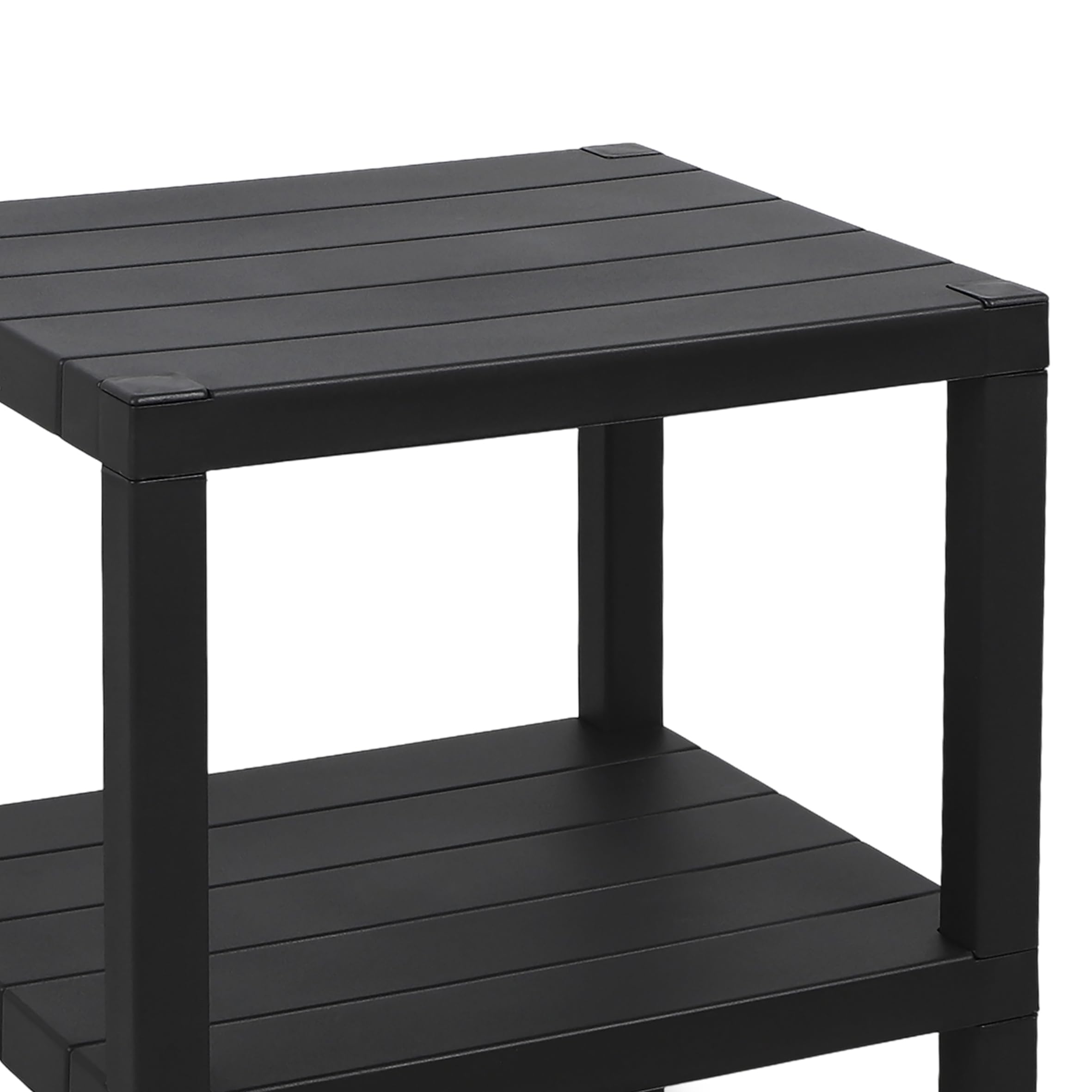 Spetebo Kunststoff Beistelltisch klein in anthrazit mit 2 Ablagen - 45 x 38 cm - Standregal rechteckig mit 2 Ebenen