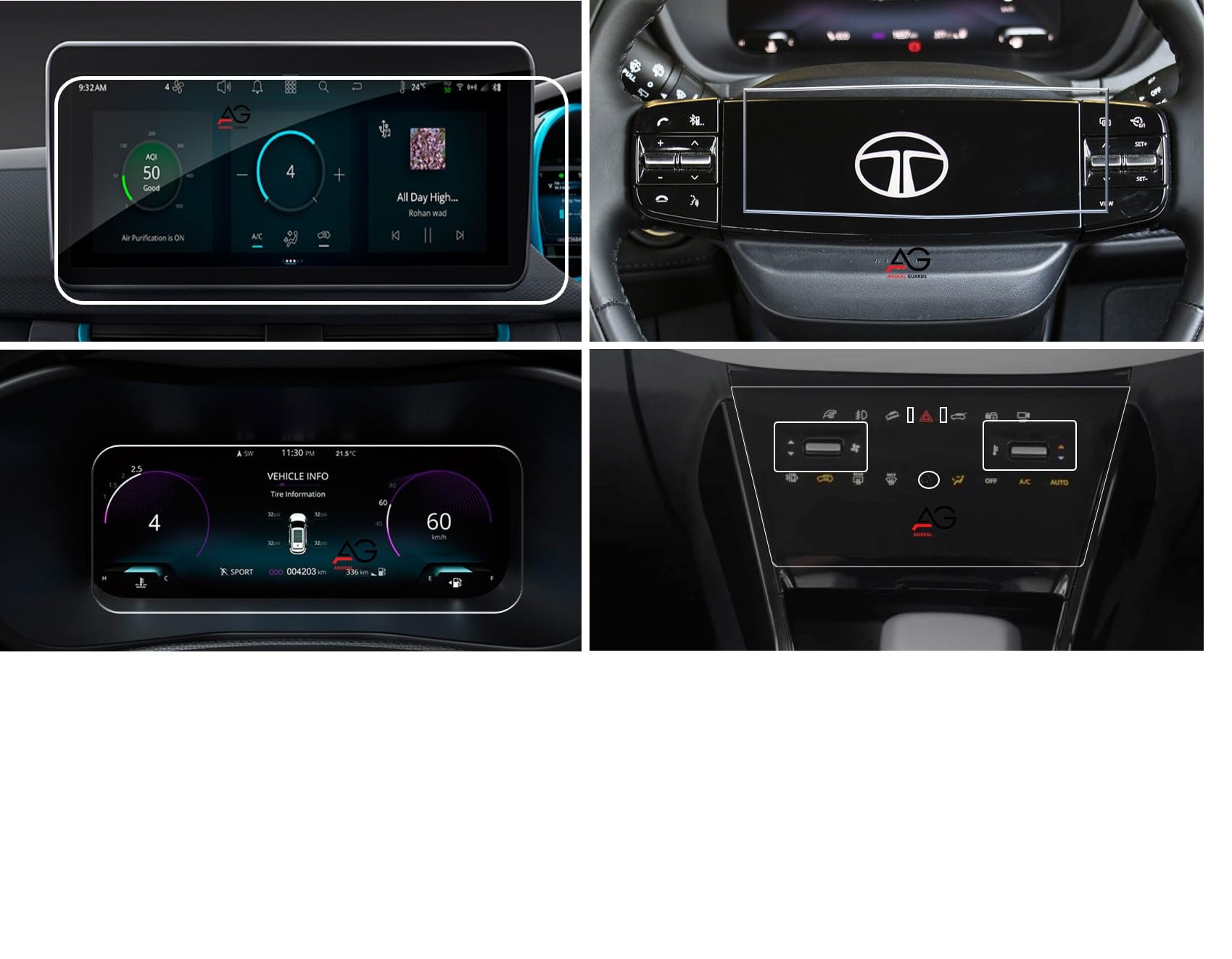 AG ANDEAL GUARD Screen Guard For TATA NEXON 2023 | 10.25 INCH INFOTAINMENT [ROUND CORNERS] + STEERING + INSTRUMENT CLUSTER + AC CONTROL PANEL Protector -2023- 2024 Nexon Car Display Accessories [Not Tempered Glass] (Fearless Fearless(S) (B09WDJVDV7) Amazon Price History, Amazon Price Tracker