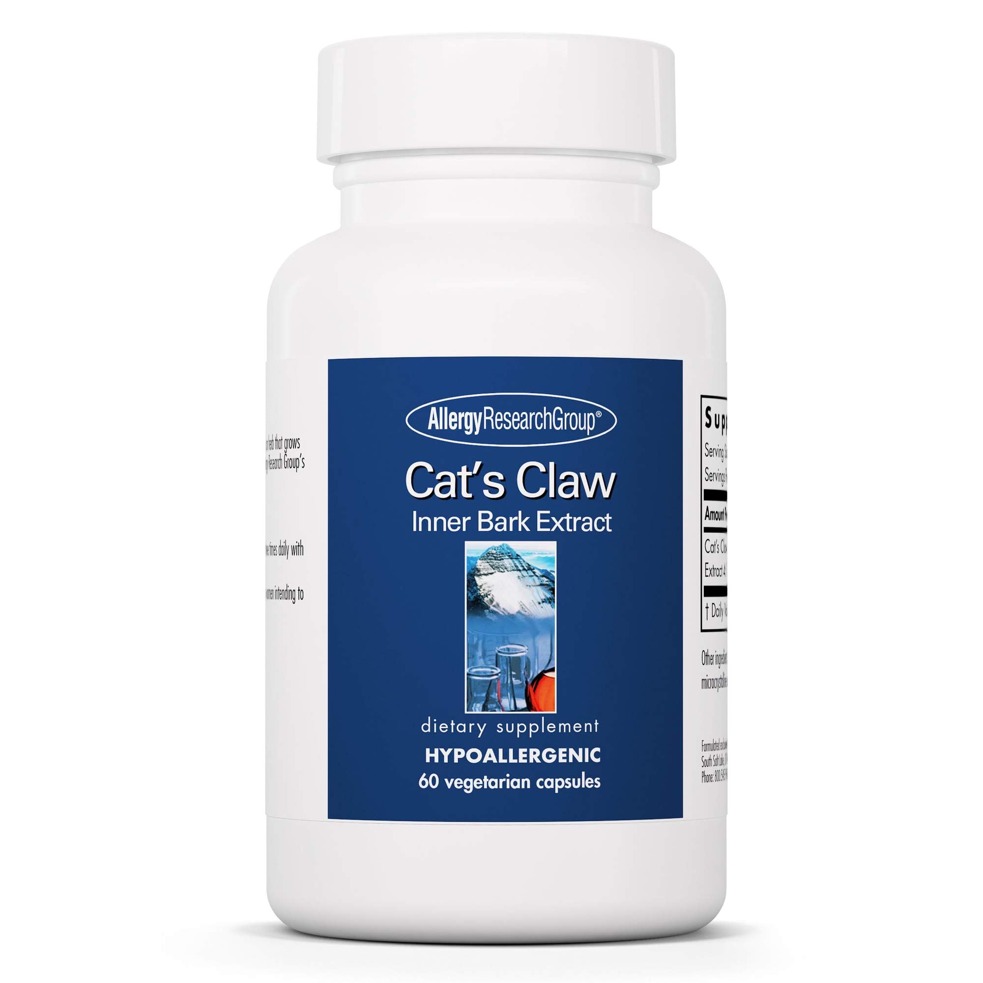 Allergy Research Group Cat's Claw - Inner Bark Extract, Joint Health & Immune Support, Herbal Supplement, Organic, Vegetarian Capsules - 60 Count