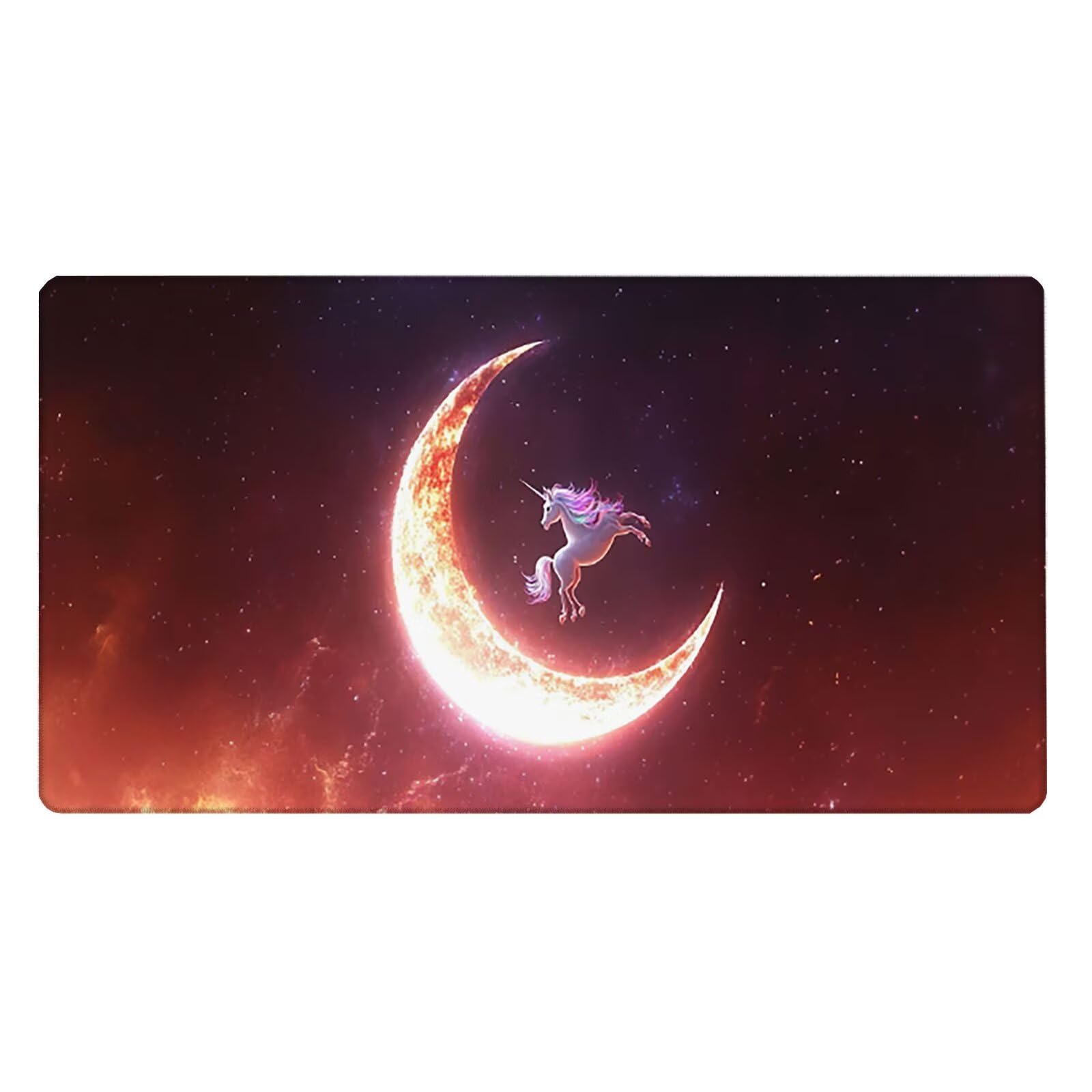Tappetino Mouse XXL, 70x140cmx3mm Mouse Pad Impermeabile Grand, Gaming Tappetino Per Mouse, Base Antiscivolo in Gomma, Accessori Scrivania, Ufficio Accessori, Cavallo Bianco Luna JX6B-13