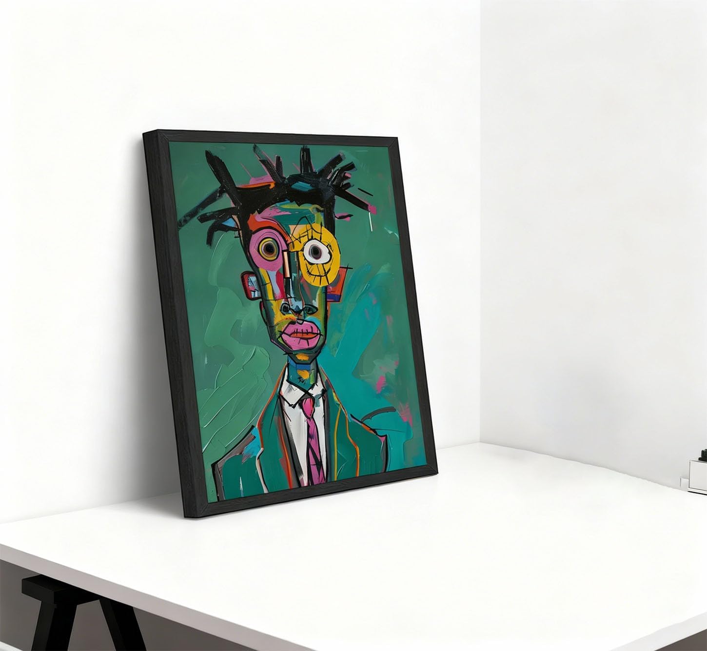 Modern Abstract Canvas Wall Art Street Graffiti Painting Picture Wall Decor Green African American Poster Print Artwork for Teen Bedroom Living Room Office Home Decoration Framed