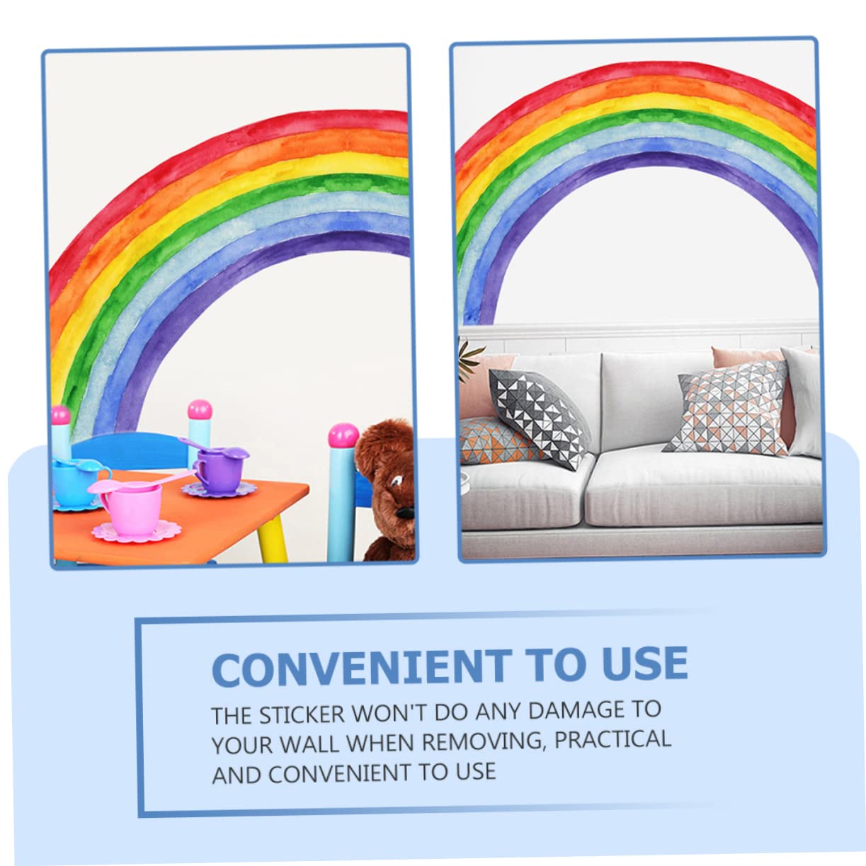 Adesivo Parete Arcobaleno Acquerello di Ornamenti Murali Decorativi per Stanza Finestre e Porte Realizzato Materiali Fattura