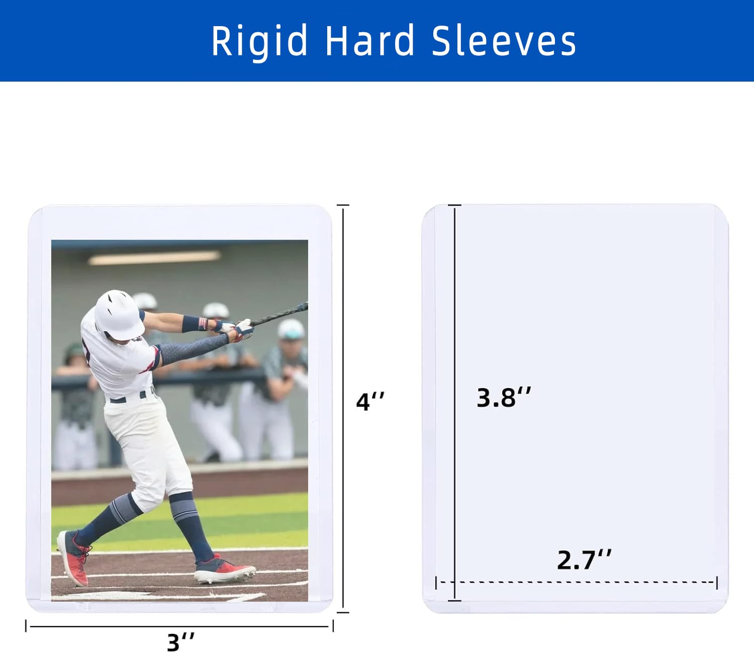 Arjiekwei 3"X4" Card Sleeves Top Loaders for Cards, Baseball Card Protectors Hard Plastic, Premium Toploaders for Collectible Trading Cards (100 Toploaders)