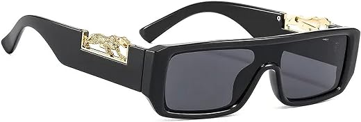 Dervin UV Protection Rectangular wide leg Leopard Decorated Arms Sunglasses for Men and Women