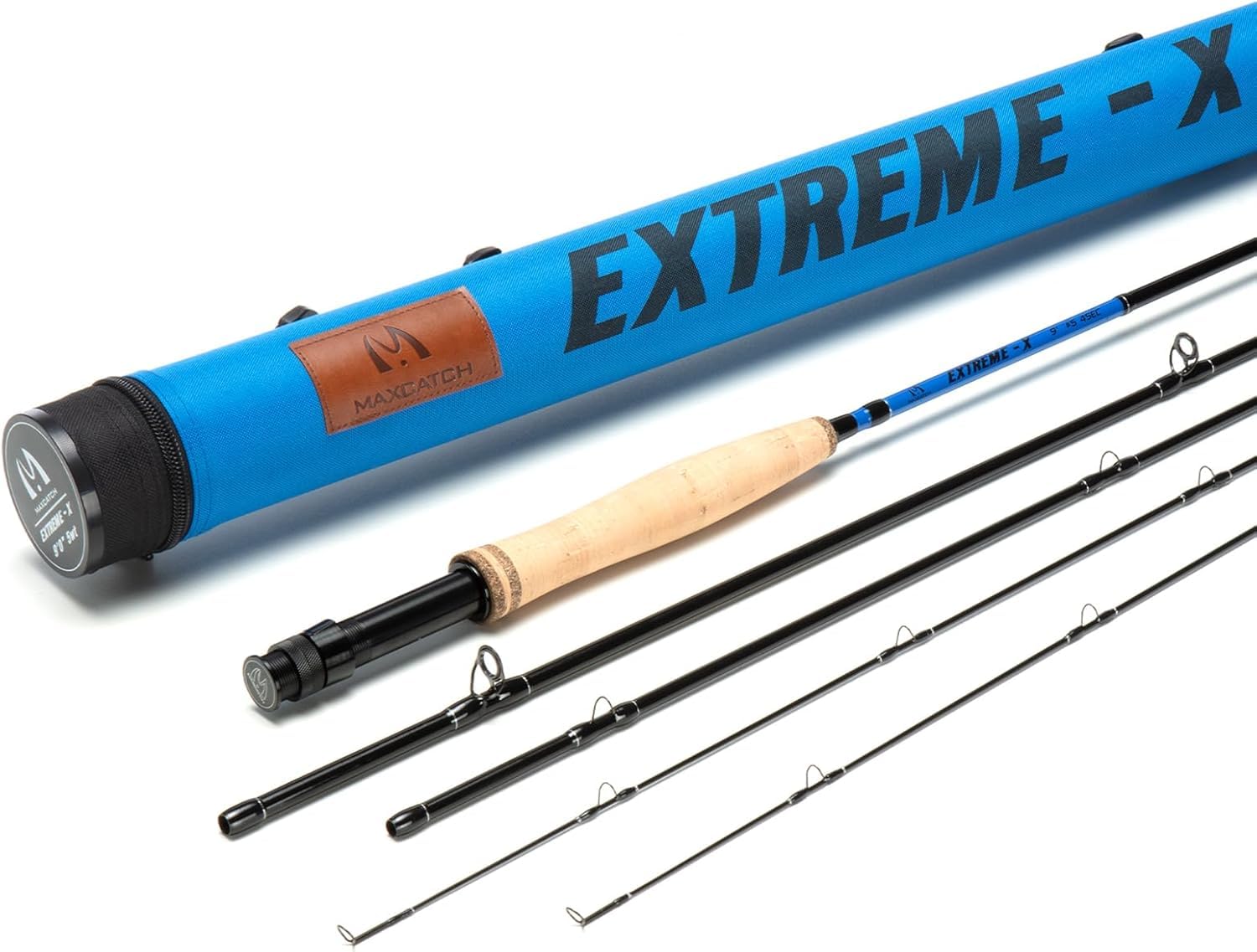 Maxcatch Extreme-X Fly Fishing Rod with Extra Tip Section, Fast Action, Carrying Tube Included (6wt 9' 4pcs with Extra Tip Section)