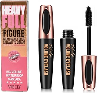 Waterproof Mascara,Mascara Black,4D Mascara,Mascara Black Volume and Length Waterproof,Lengthening Mascara Black,False Lash Effect Mascara,Fibre Mascara,Silk Fiber Lash Mascara