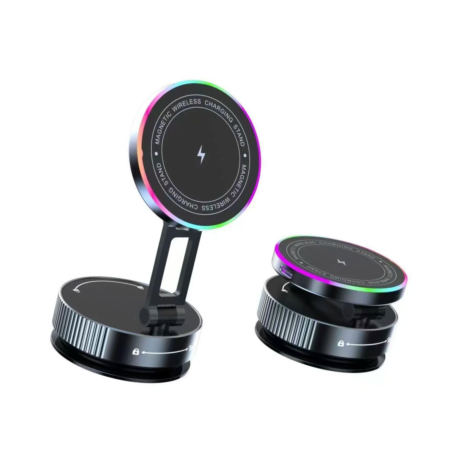 Soporte flexible para teléfono de coche multiposición con dispositivo inalámbrico de 15 W de alineación automática y base súper firme ° ajustable para coche