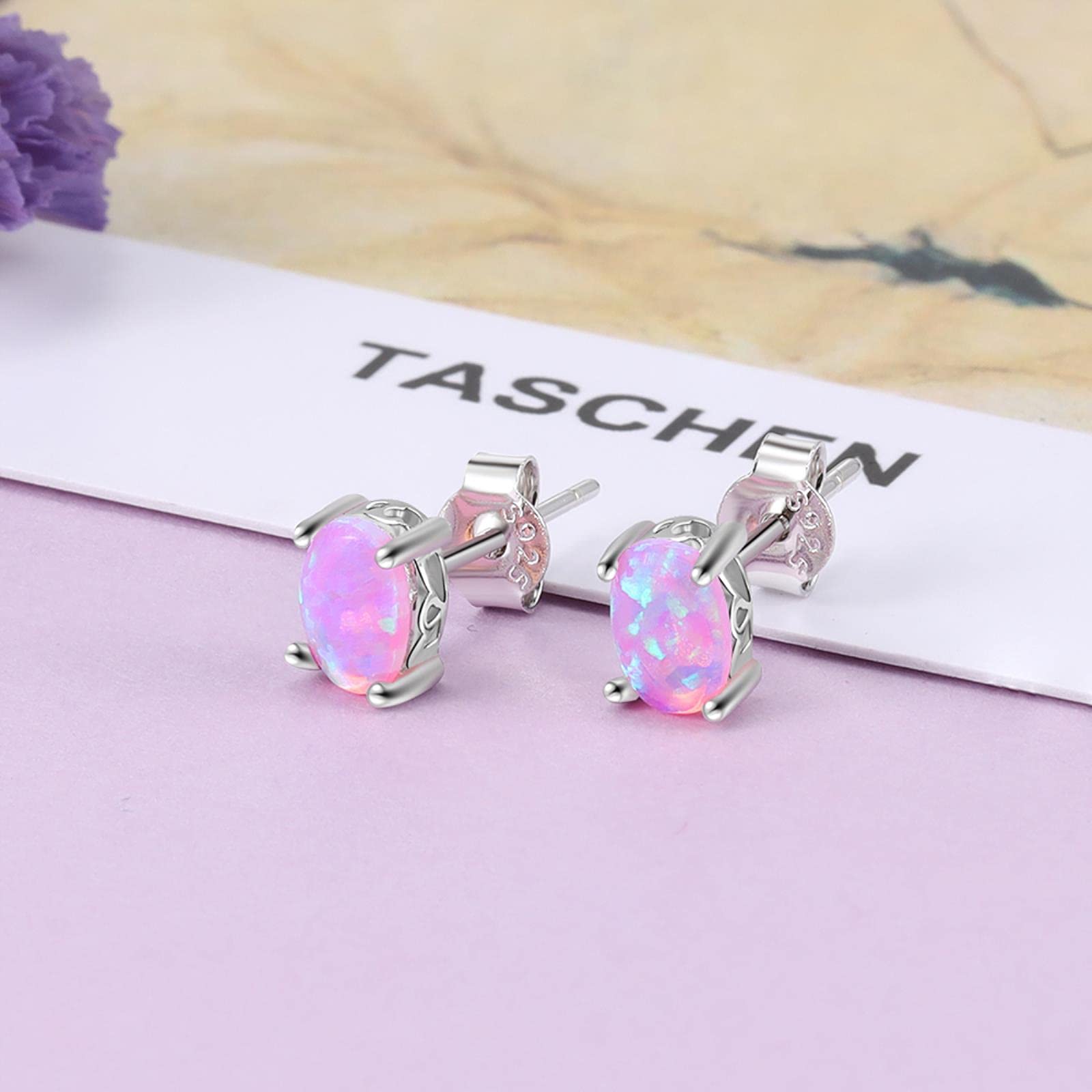 LOKILOKI Set di Gioielli per Donna Set di Gioielli da Sposa in Argento Sterling 925 Delicati con Opale Bianco, Orecchini A Catena, Collana