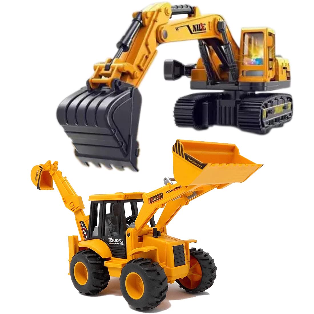 DEOXY Plastic 2 In 1 Construction Loader Vehicle And Lights Excavator Building Vehicles Toys For Kids 3+Year (Pack Of 2),Yellow (B0C7RBTM2H) Amazon Price History, Amazon Price Tracker