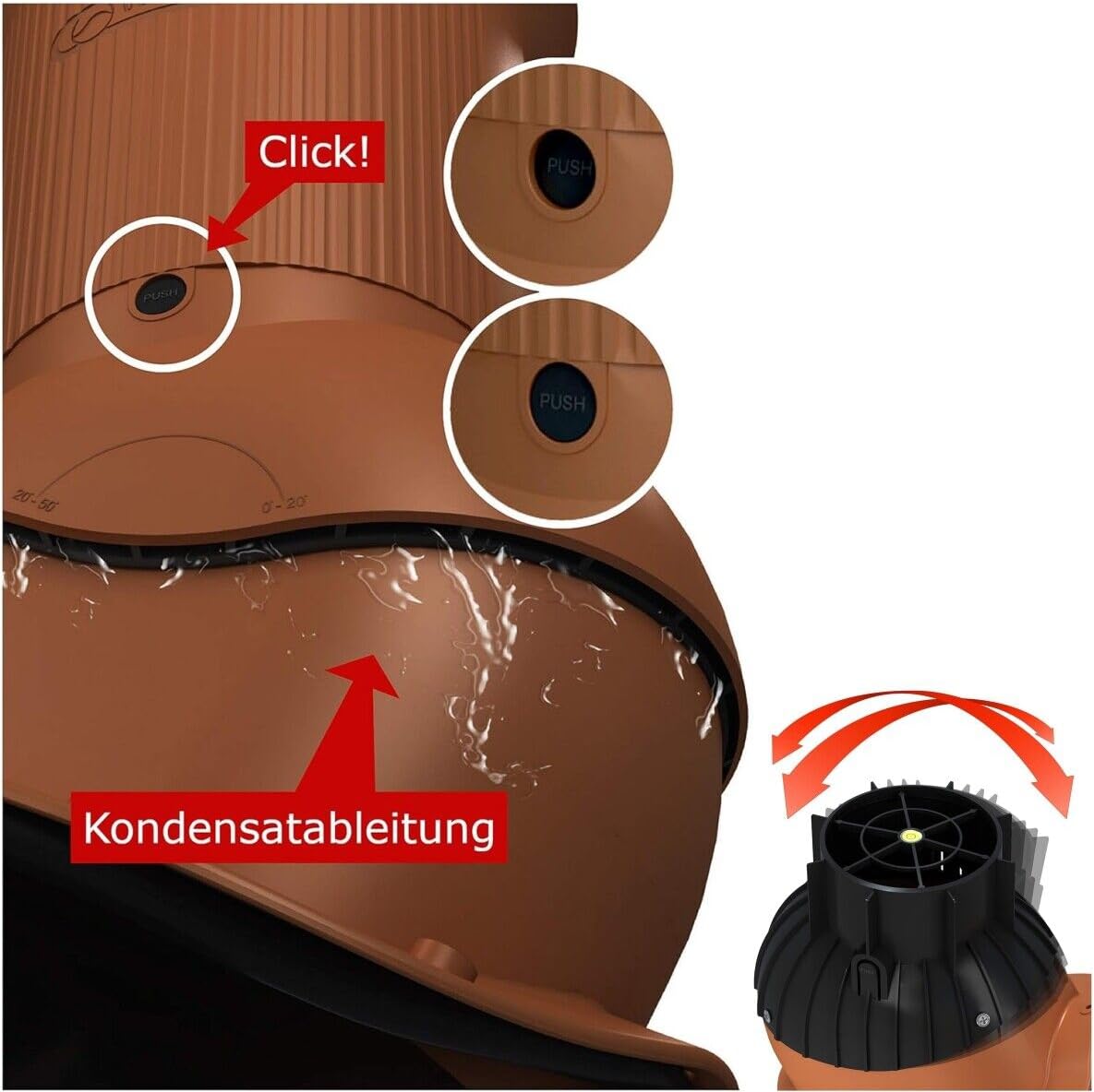 Entlüfterkamin Tile EVO DN125 Braas Doppel S Nelskamp S IBF Doppel-S ProDach Dachlüfter RAL8004 Ziegelrot