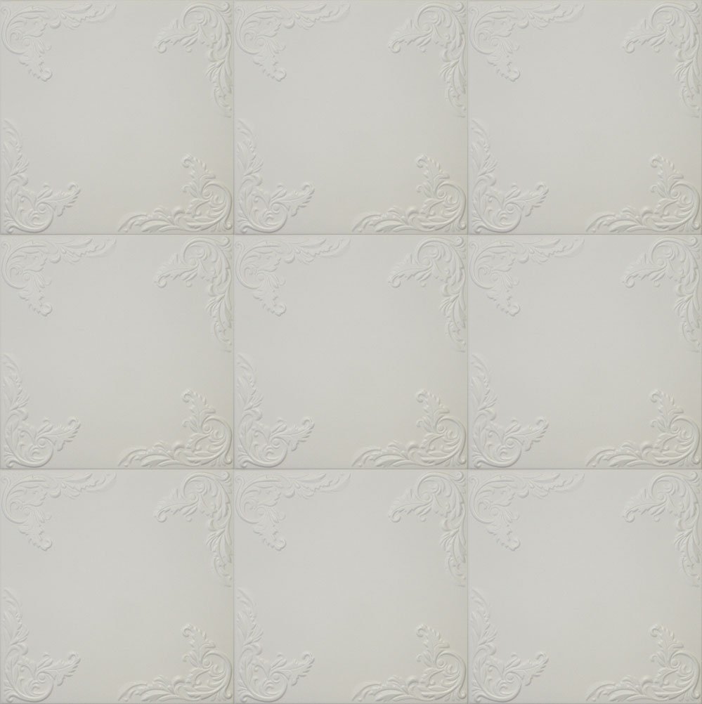 Euro-Deco Ceilings, Inc. Styrofoam Glue Up Ceiling Tiles White 20x20 R101W Pack of 8