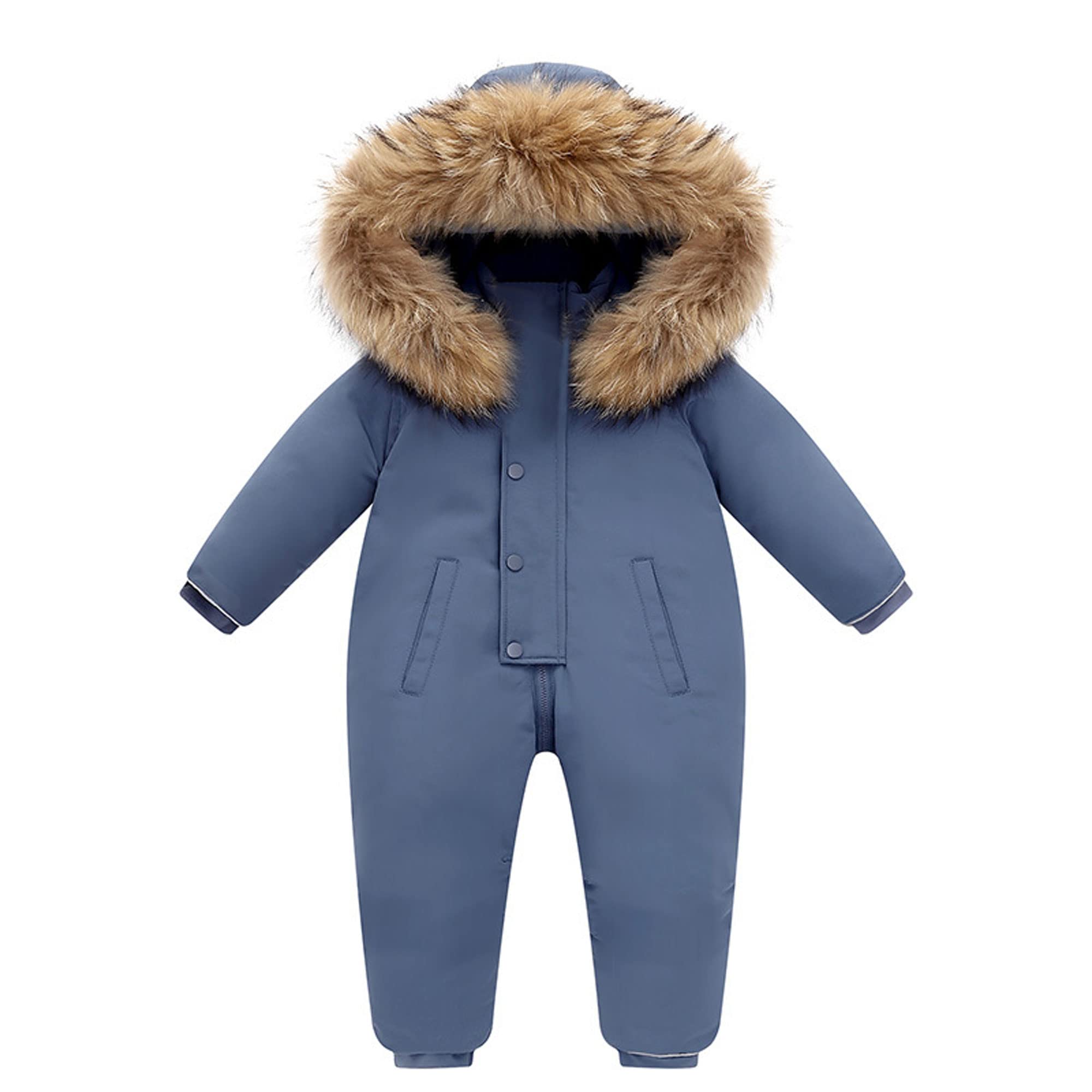 bestgift Traje de una sola pieza para niños hombres y mujeres traje de esquí de plumón traje de una sola pieza 1-6 años engrosado, azul, 110 cm