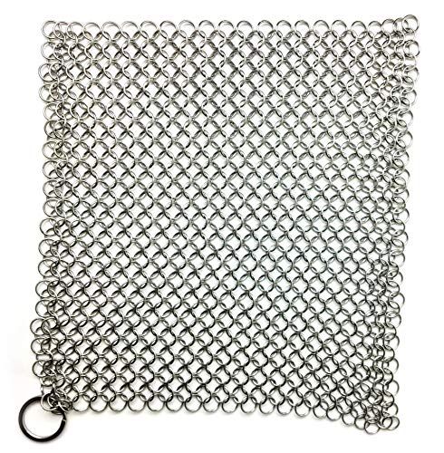 Chain Mail Scrubber by Crisbee - 316 Stainless Steel - Rust Resistant - Perfect for Cast Iron and Carbon Steel Cookware by Crisbee