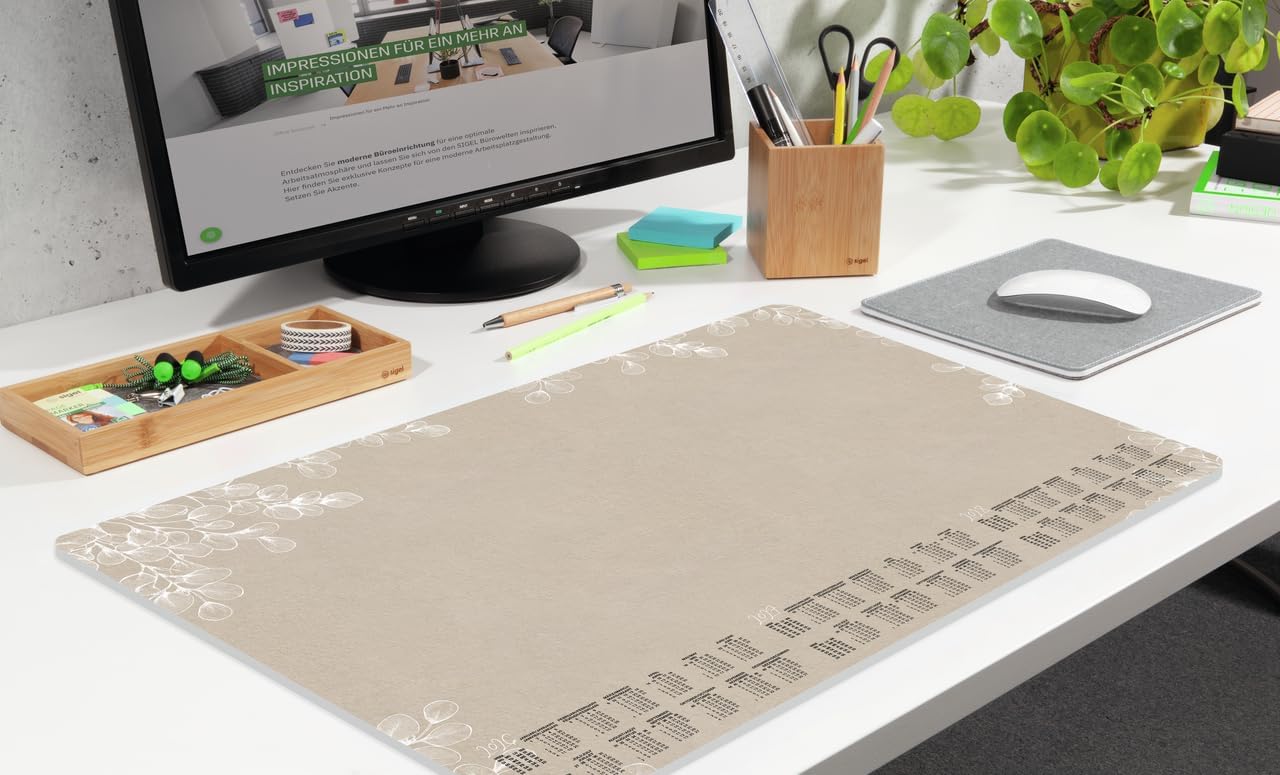 SIGEL H6316 Paper Desk Pad DIN A2, Calendar 2026-2028, 30 Sheets, Desk Mat Made of Sustainable Paper