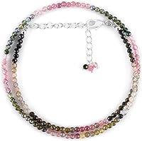 Vista 8 de Collar de choker de piedras preciosas naturales ZEMBIENCE, cuentas redondas facetas, joyería bañada en plata, cristales curativos, cumpleaños, hecha