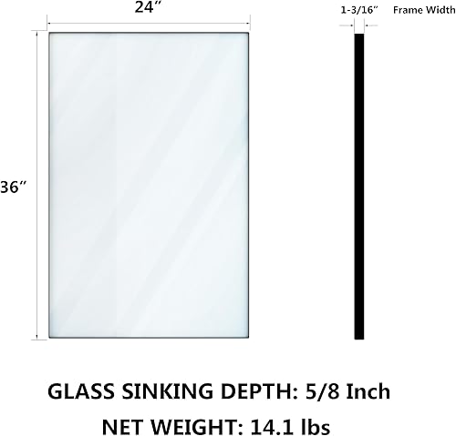 Miniatura 2 de Espejo de baño con marco de metal negro para pared, rectangular de esquina cuadrada de 24 x 36 pulgadas, espejo de tocador de baño moderno, vidrio