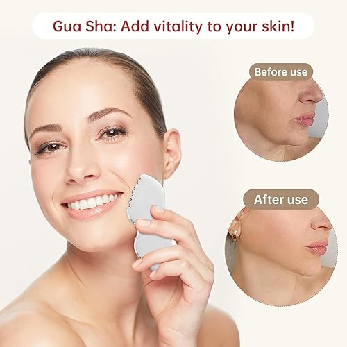 Miniatura 2 de Herramienta facial Gua Sha de acero inoxidable Detalle de metal Gua Sha Cuerpo de piedra Masajeador de drenaje linfático Cara Guasha Cara
