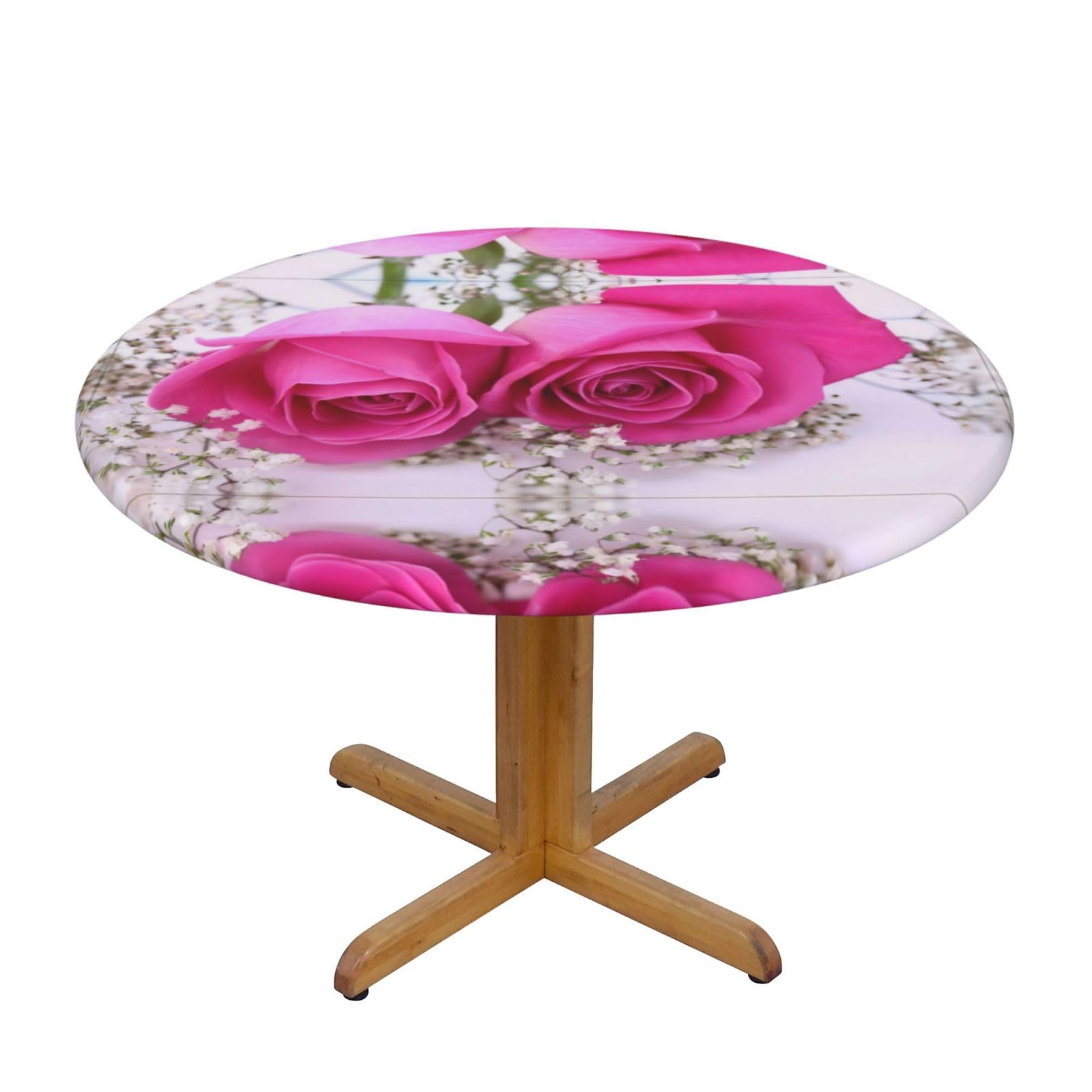 ZQYTGFDC pink rose M Decorative Round Tablecloth Waterproof Anti Stain Oil Proof Size for 40 50 inch