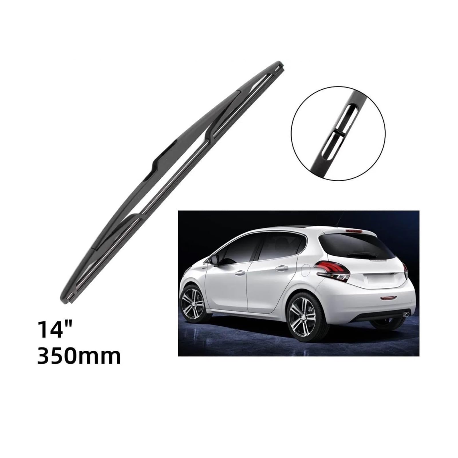 Tergicristalli Auto per Peugeot 208 dal 2012 al 2017 - Set di 3 Spazzole (Anteriore + Posteriore) - Dimensioni 26"+16"+14" - Con Adattatore a Pressione (Push Button 19mm)