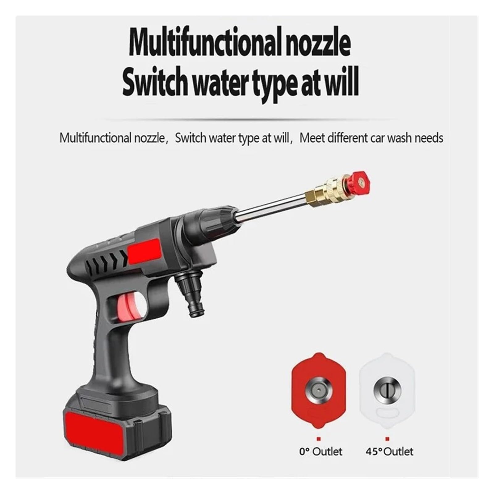 Pistola pulverizadora con manguera Boquilla, Lavadora de coche alta presión inalámbrica 60Bar 300W impermeable multifuncional for jardín