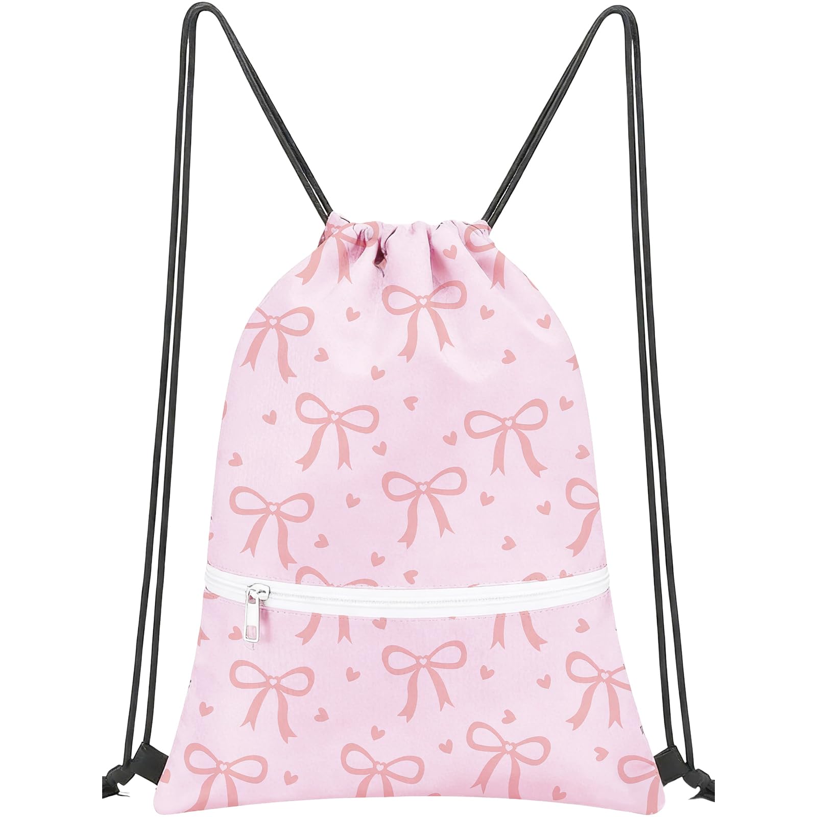 Huipalon Pink Bow Swimming Bag for Girls Aesthetic Pink Kids Gym Bag Bow Drawstring Bag for Girls Swimming Yoga Beach Gym School Travel