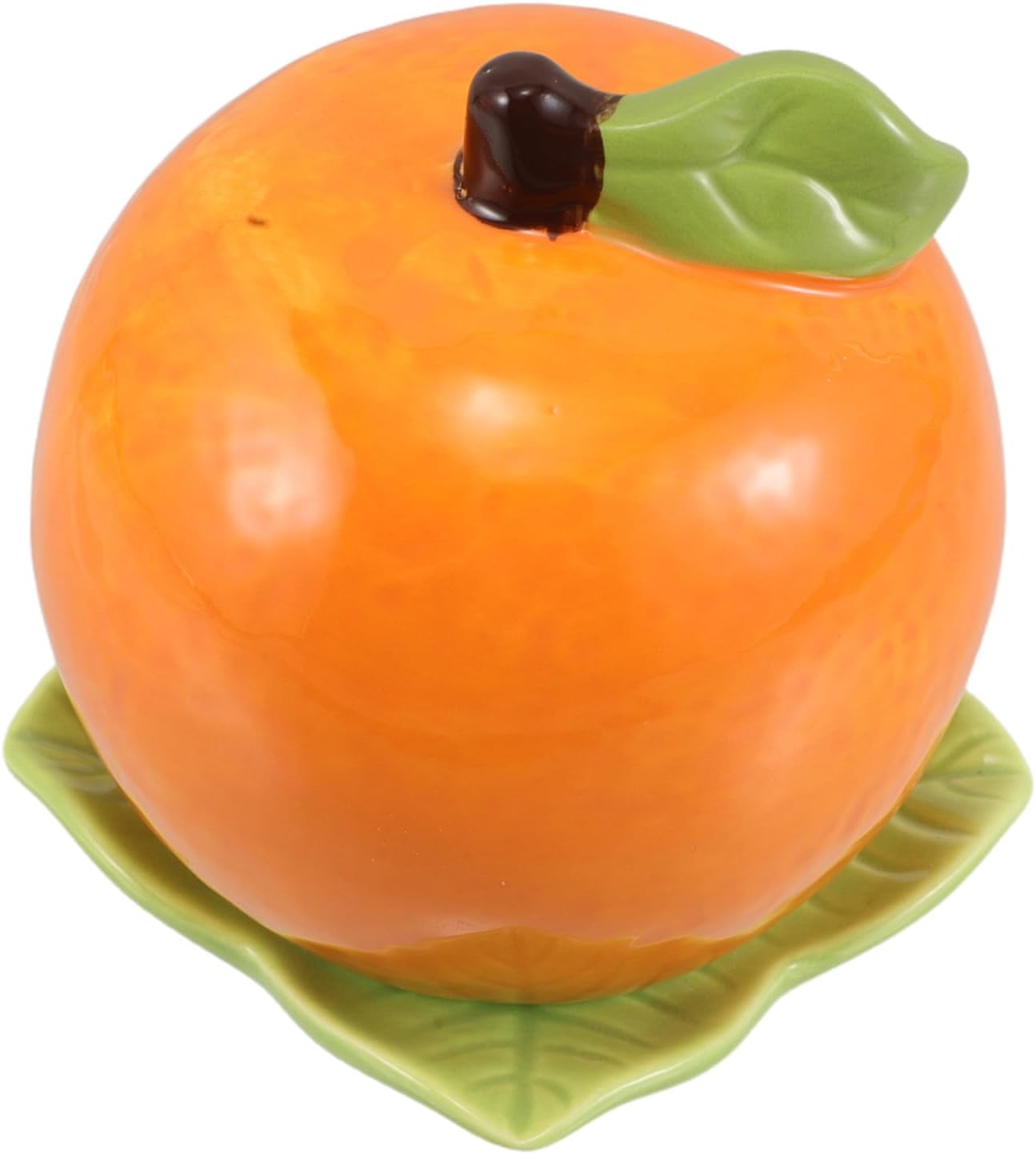 Ciieeo Fruit Shaped Orange Ceramic Toothpick Holder Dispenser with Lid Cotton Swab Storage Container for Kitchen and Restaurant Table Decor