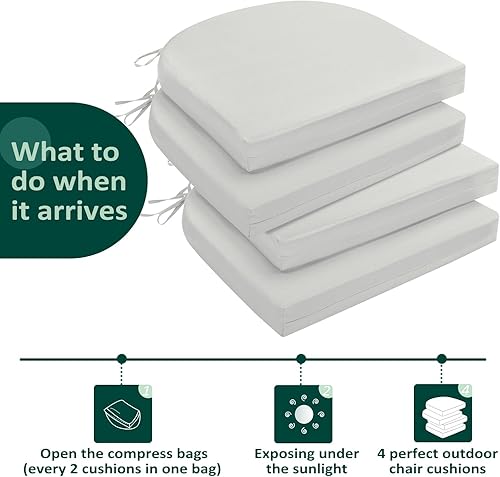 Miniatura 5 de HARBOREST Juego de 4 cojines para sillas de exterior, cojines de esquina redonda impermeables para muebles de patio - Cojines para muebles de patio