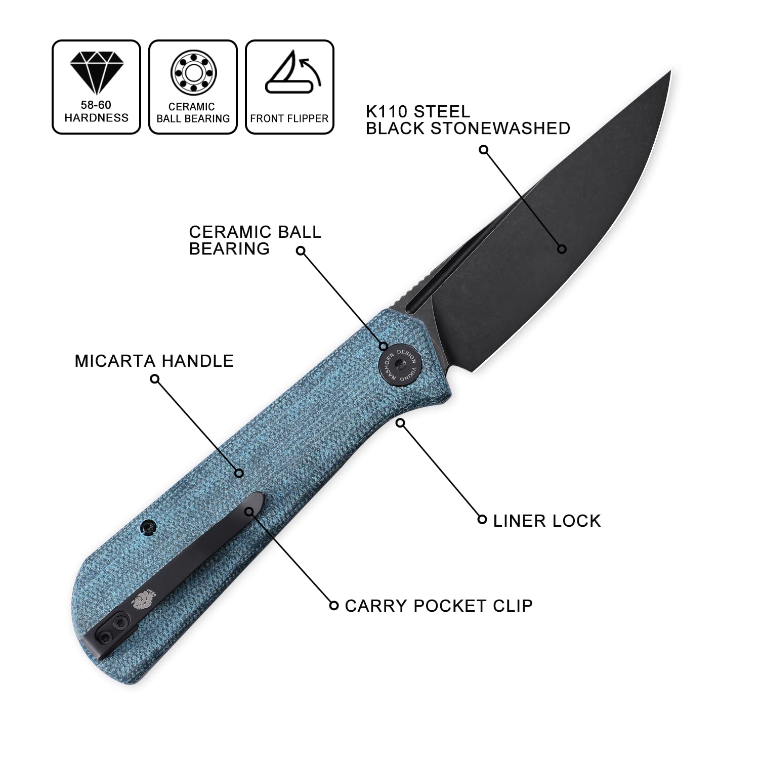 Amazon.co.jp: Petrified fish PFP07 Viking 折りたたみナイフ3.62