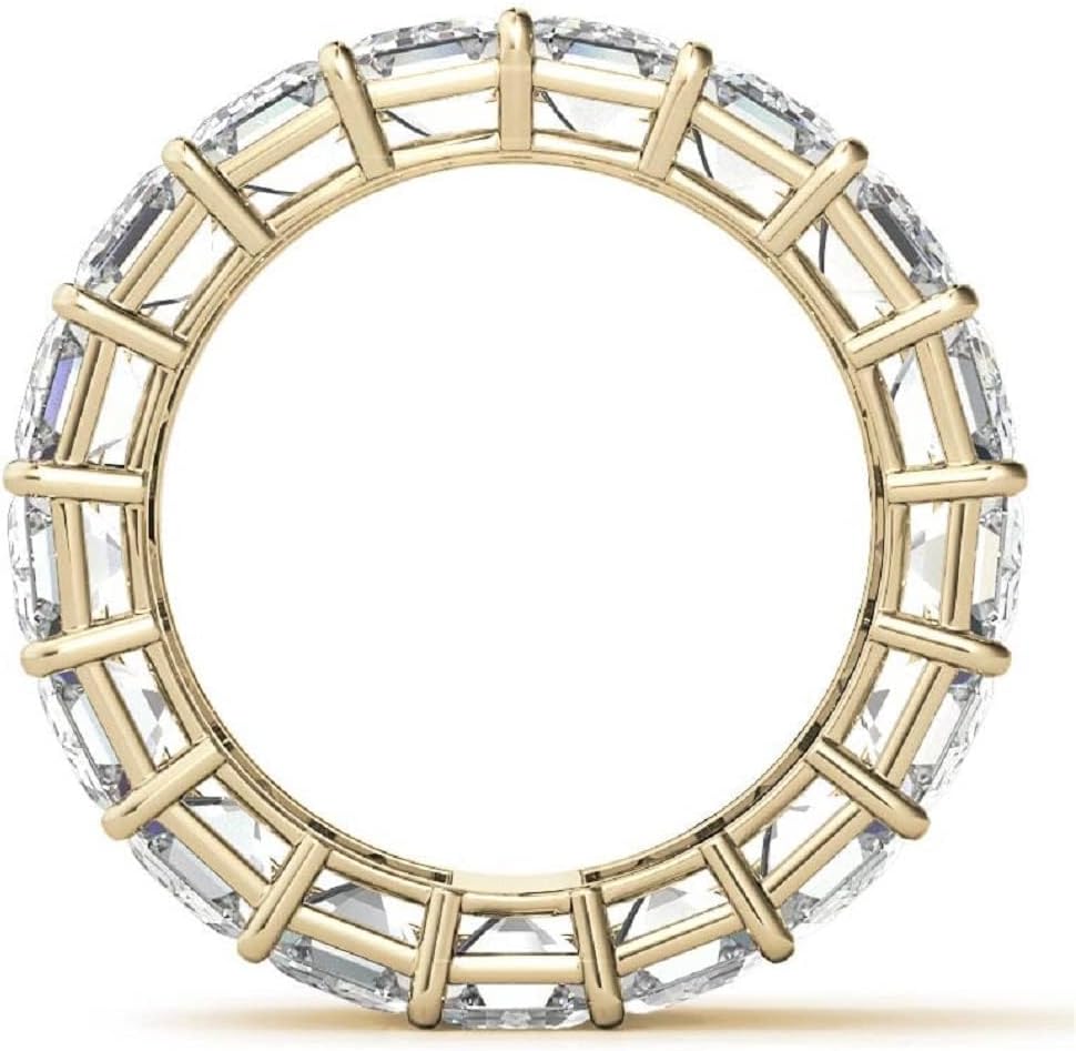 Excellent Emerald Cut 6.00 Carat Moissanite Diamond Promise Band Prong Eternity Wedding Band Valentine's Day Jewelry Band Customized Ring for Her