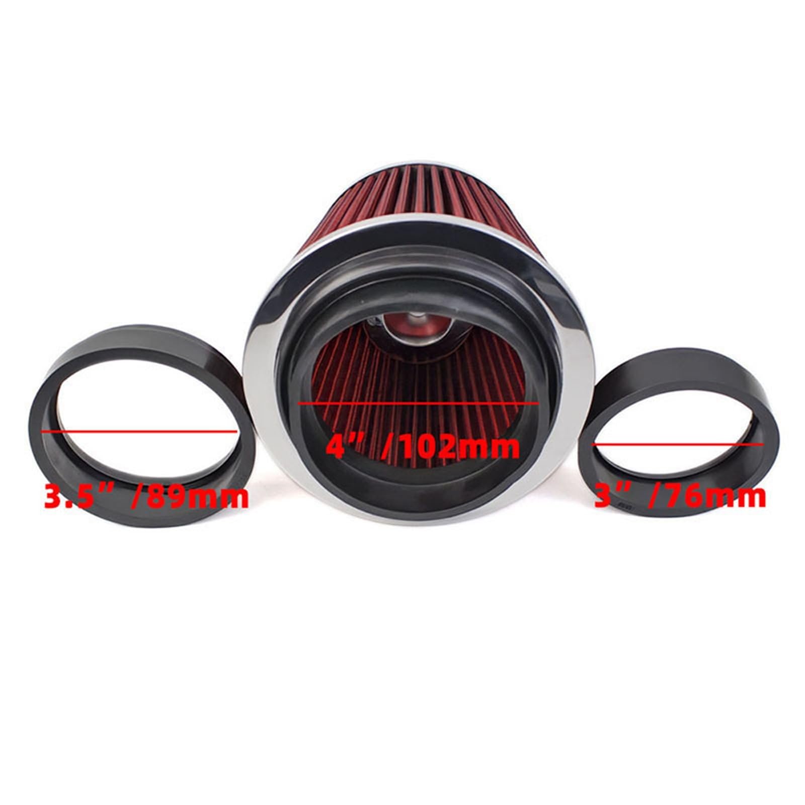 Wlot zimnego powietrza 76mm 89mm 102mm Filtr powietrza wlotowego Uniwersalny wyścigowy 3 cale 3,5 cala 4 cale Flow Sport Power Wlot powietrza filtr powietrza z adapterem(Long)