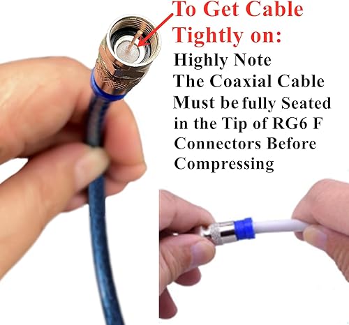 Miniatura 5 de Kit de herramientas de crimpadora de cable coaxial, herramienta de compresión coaxial rg6 rg59, pelacables, 10 conectores RG6 F