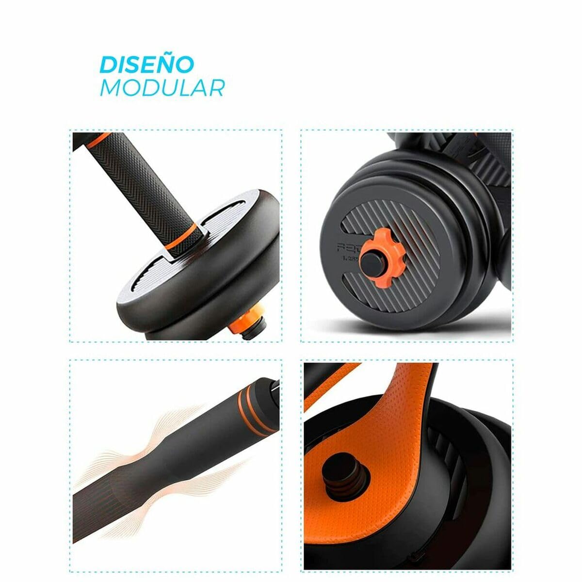 Kit mancuernas + Barra acolchada + Pesa Rusa de Xiaomi FED 40KG, Naranja/Negro, ORMANC40