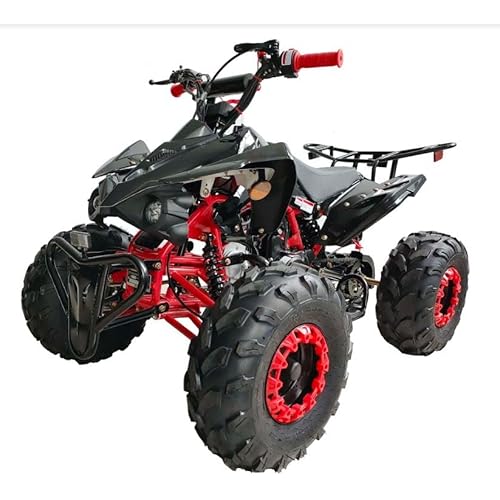 HHH 125cc ATV with Reverse Fully Automatic 4 Wheeler Quad, LED Headlights, Big Strong Tires 19/18 inches (Black)
