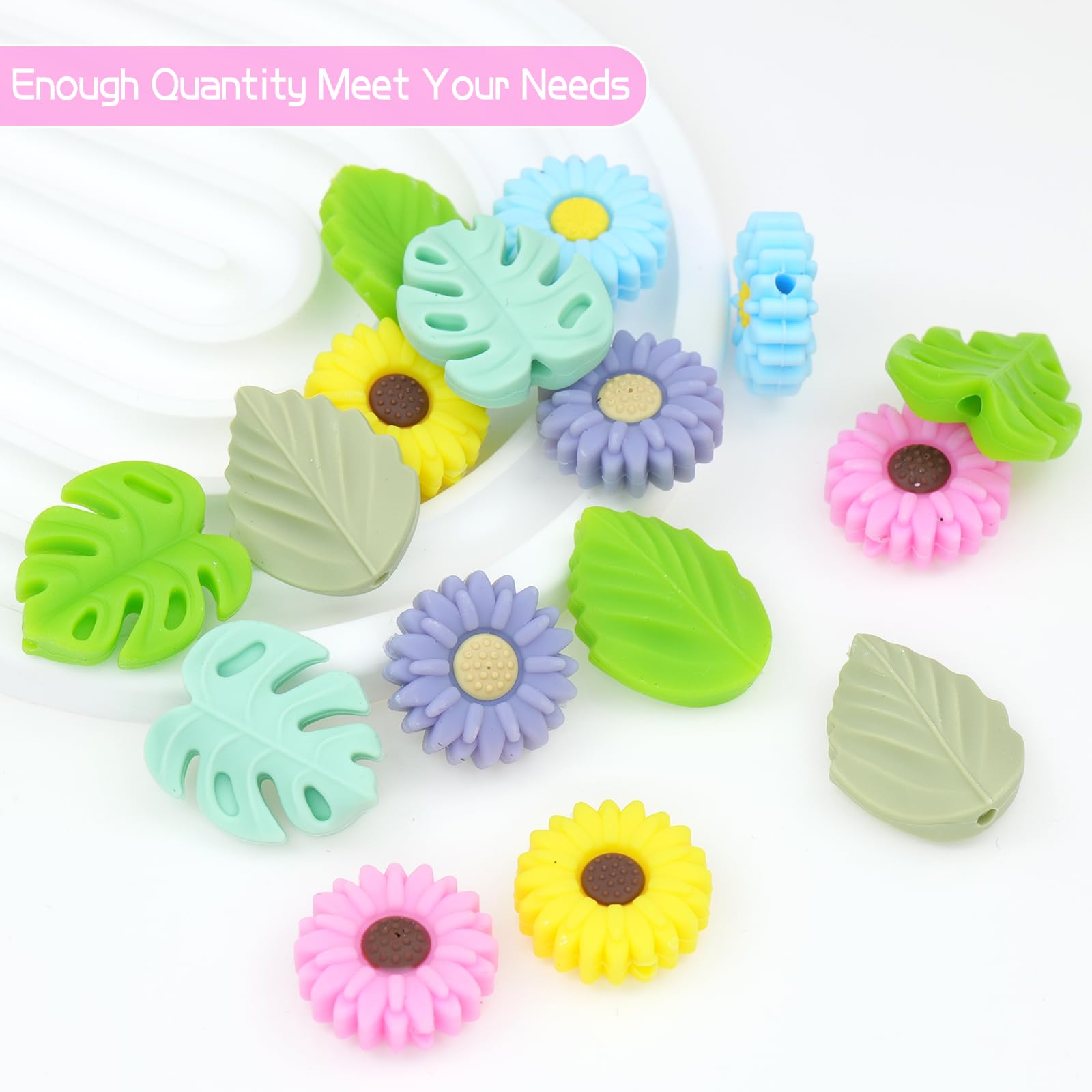 16pc Daisy Flower Knitting Needle Stoppers - Silicone Stitch Protectors For Needles US 1.5-13