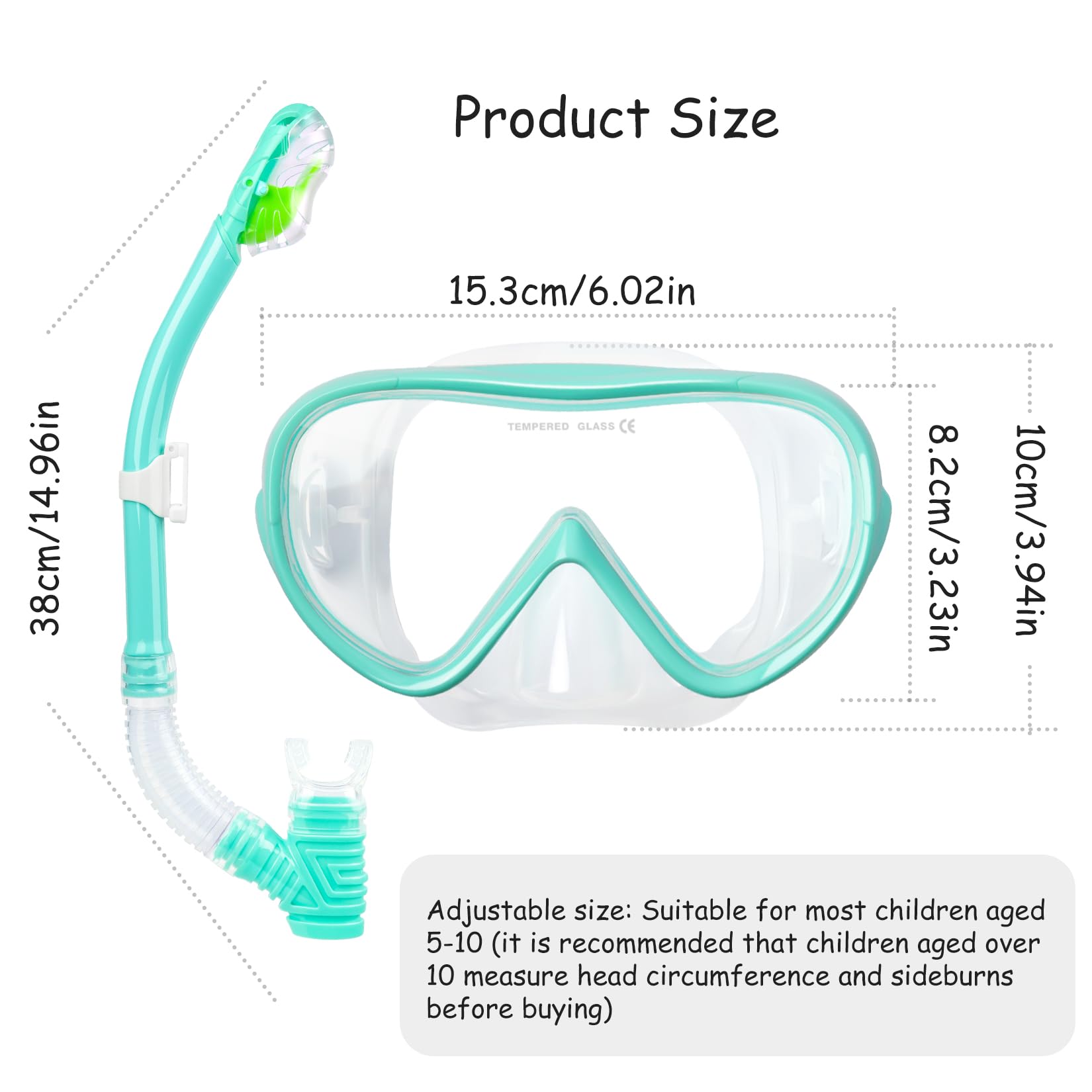 Kids Snorkel Set, Child Diving Mask Anti-Fog Swimming Goggles Dry Snorkel Children Snorkeling Swimming Gear for Youth Boys Girls Age 4-14 (Aqua Set)