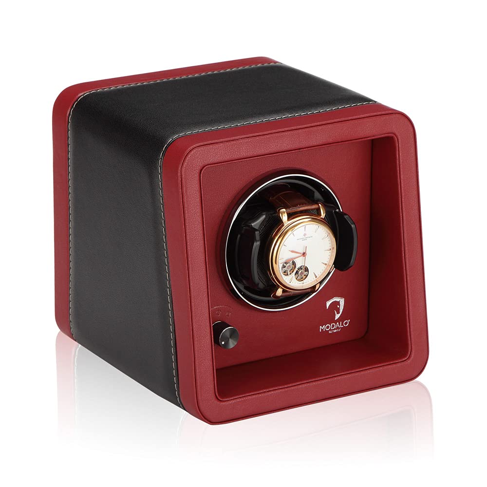 MODALO Uhrenbeweger (Watch Winder) Saturn Style MV4 für 1 Uhr - Rotes Leder 1…