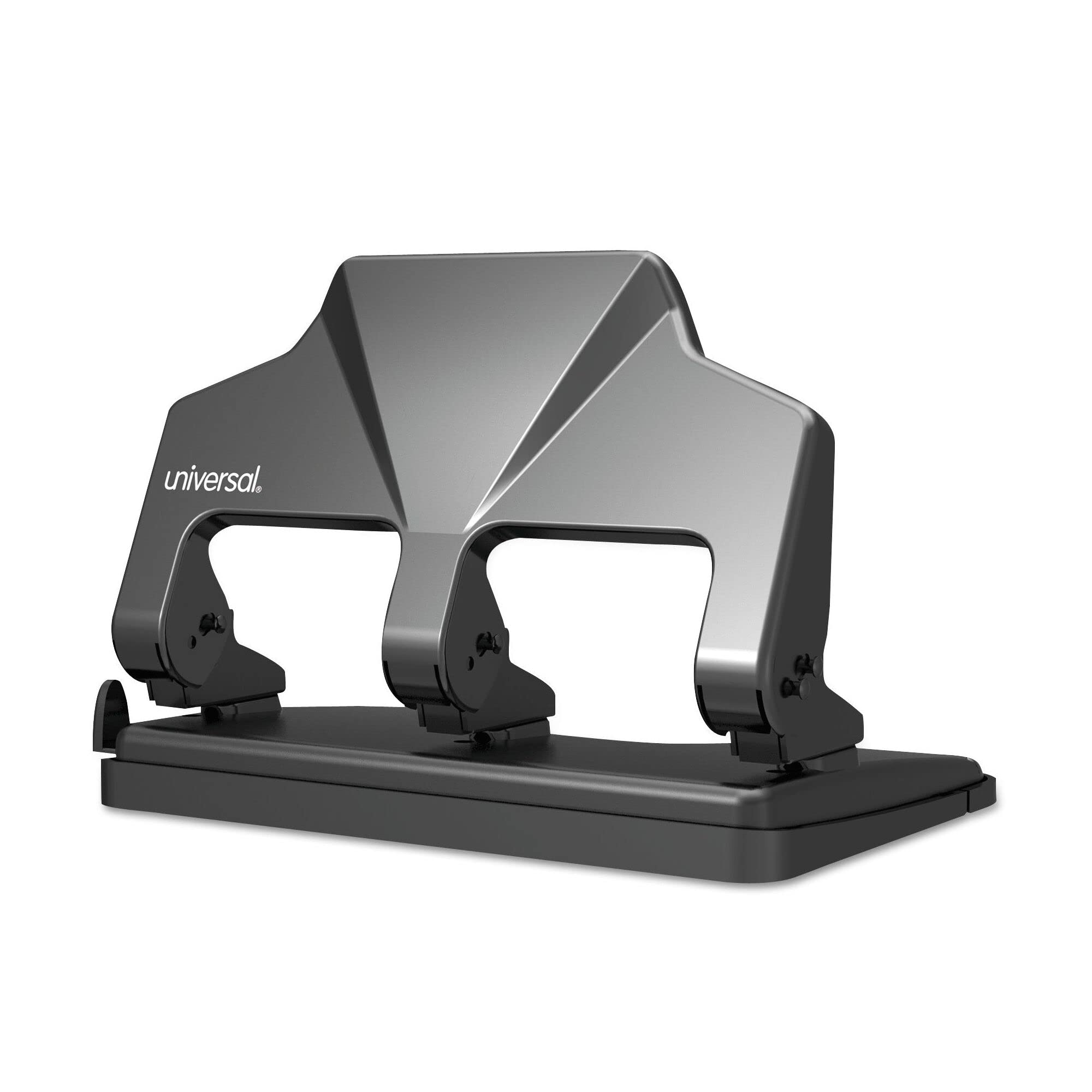 Universal UNV74325 30-Sheet Three 7mm Hole Power Assist Punch - Black