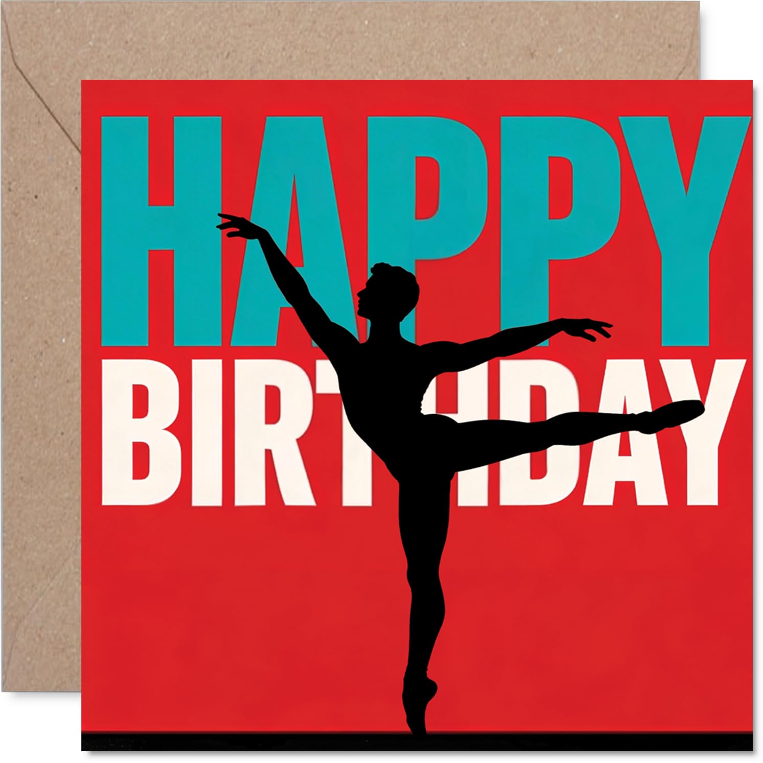 Playful Birthday Card - Get Your Groove on - Bold Dancer Silhouette with Vibrant Red Party Backdrop - Brings Instant Celebration Energy - 145mm Square, Envelope Included