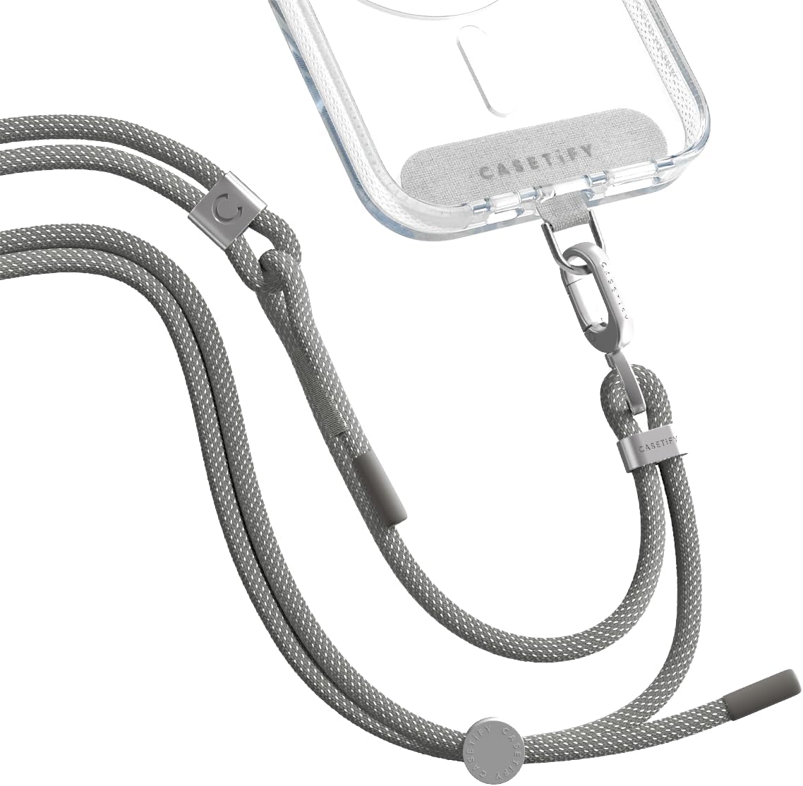 CASETiFY 6mm Rope Cross Body Strap with Card - Flecked Slate Grey