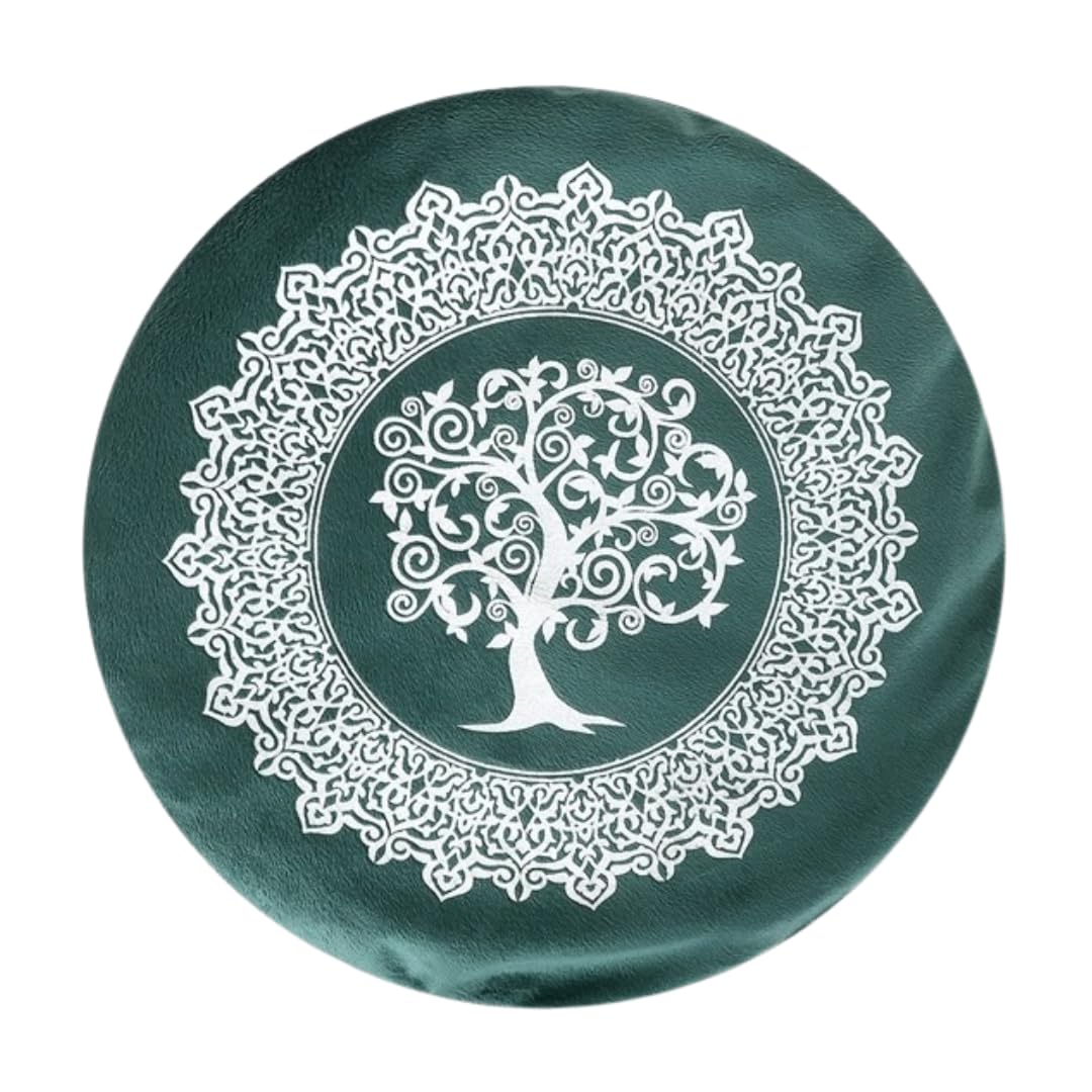 Original ® Zafu Meditazione Albero della Vita 18 cm x 30 cm 100% cotone - Imbottitura a conchiglia Grano saraceno - Cuscino meditazione Yoga - Tacos Yoga - Milfundess (Verde, 18cm)