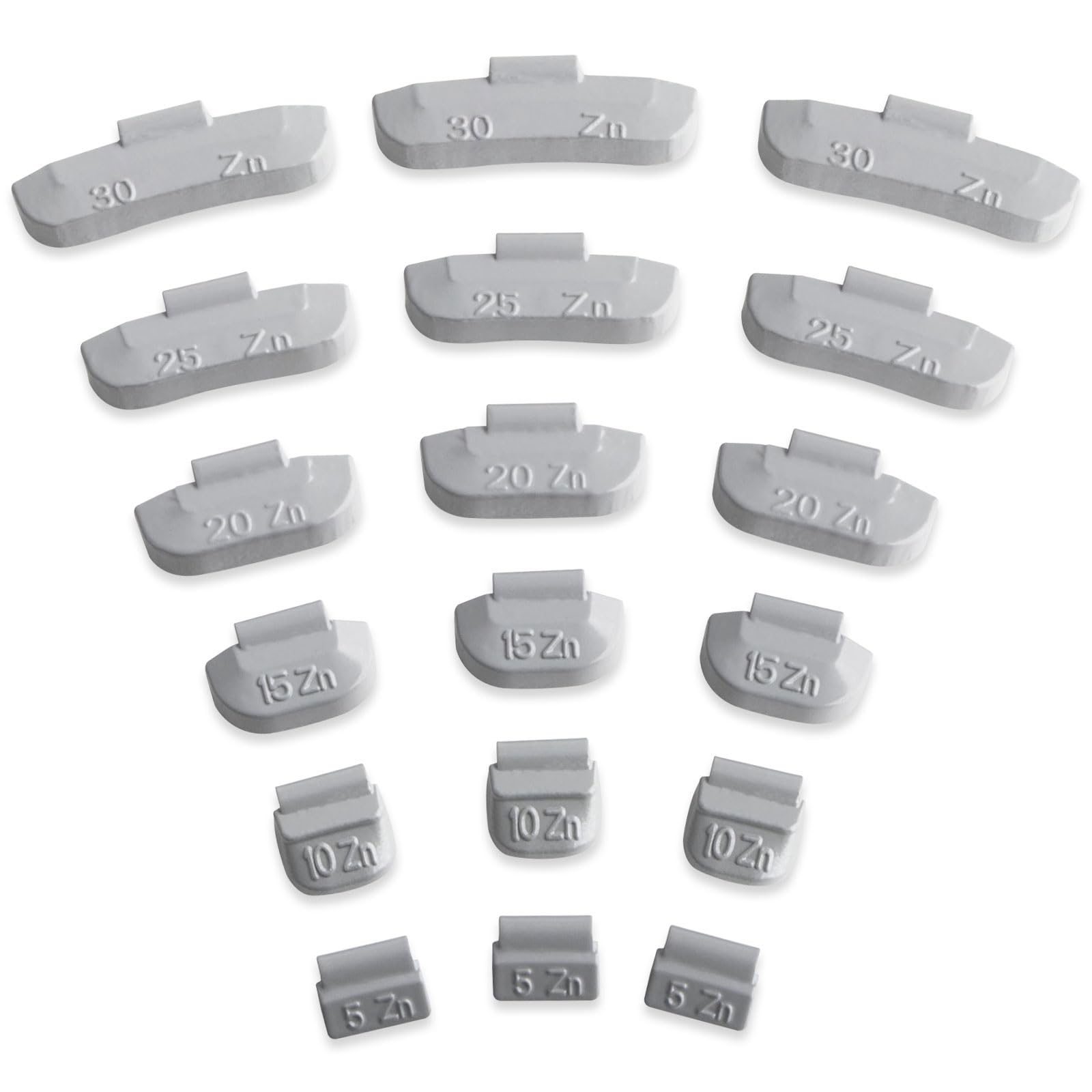 GAsuppply 225 Pesi Assortiti da 5 a 30g per Equilibratura Ruote in Ferro Auto l 50 x 5g, 10g, 15g | 25 x 20g, 25g, 30g | Pesi di Bilanciamento per Cerchioni in Acciaio