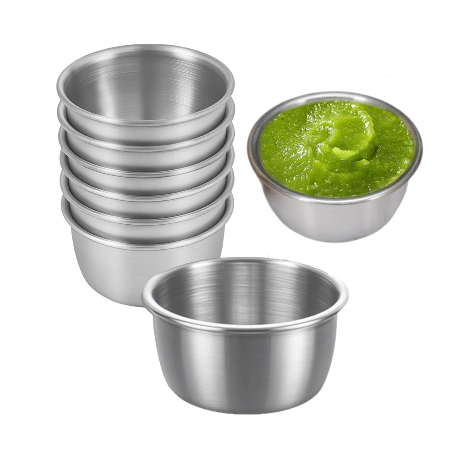 COAFTUG 8pcs Stainless Steel Sauce Cups Container 1.76oz/52ml Mini Reusable Metal Condiment Cups Dipping Sauce Cups Stackable Small Ramekins for Dipping Ketchup Portion Cups for Home, Restaurant