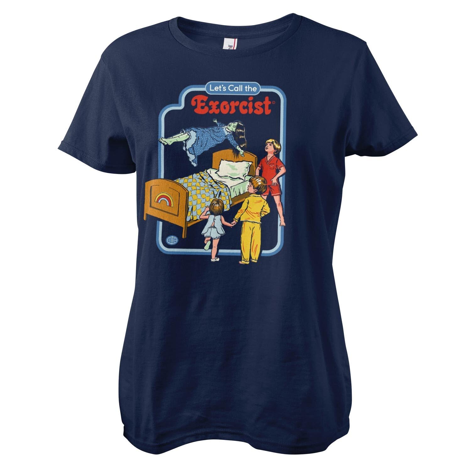 Steven Rhodes Women's Navy Officially Licensed Let's Call The Exorcist T-Shirt (Navy), Large