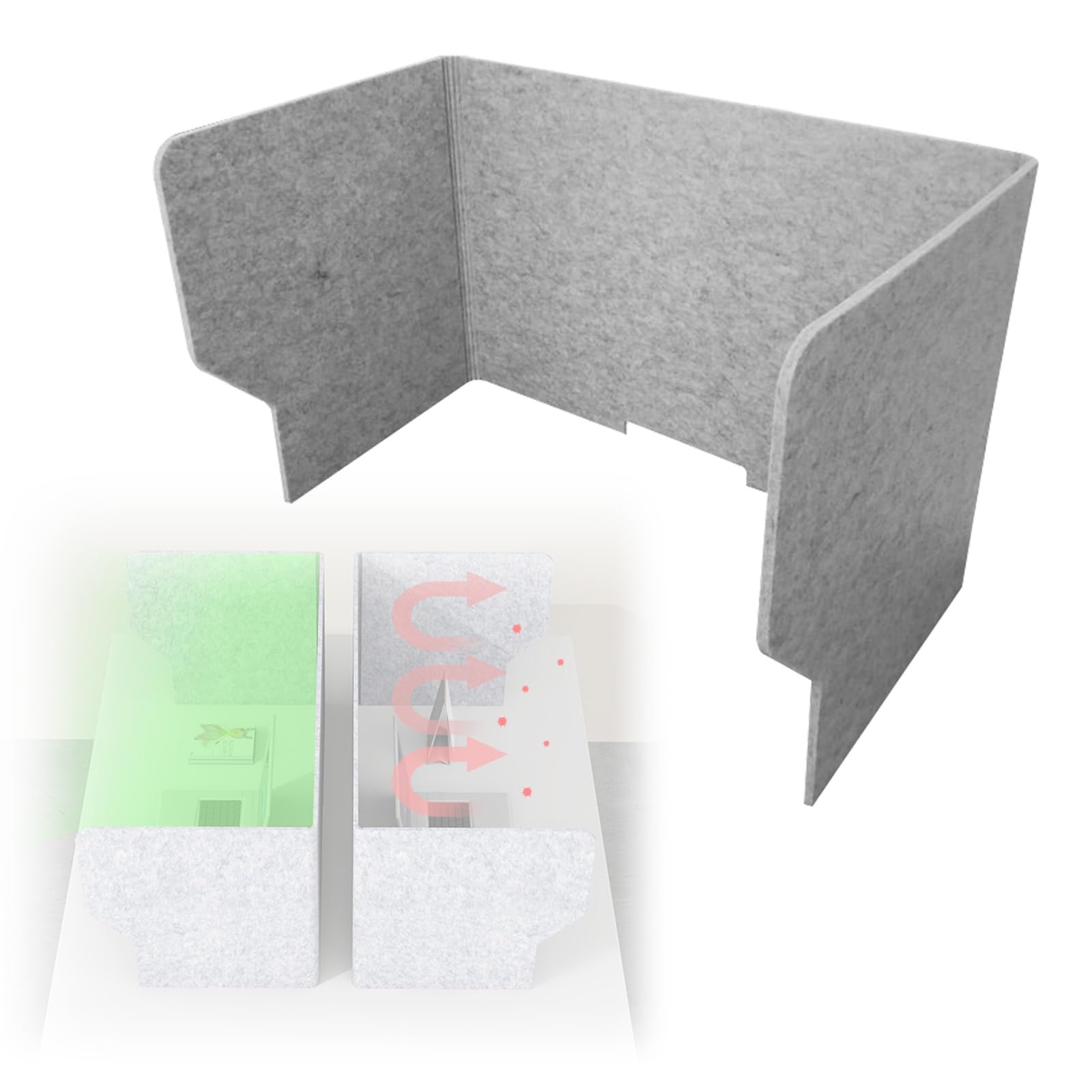 GJZQDKX Light Gray Acoustic Desk Divider Partition Sneeze Guard for Offices Schools Libraries Cafés & Exam Rooms - 100cm Height Enhanced Workplace Safety & Comfort