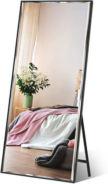 Vasemouh 65x23.6in165x60CM Full Length MirrorsBlack Long Large Mirror for Wall Hanging or Floor Free Standing, for Bathroom Living Room Bedroom