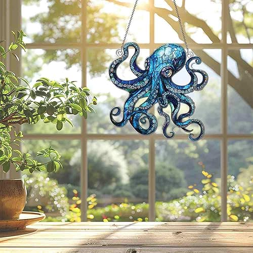Miniatura 2 de Adornos de pulpo azul para colgar en la ventana, regalos de pulpo azul para mujeres y hombres, decoración de Navidad para el hogar, cocina,