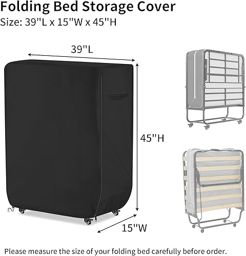 Miniatura 2 de Funda de cama enrollable resistente al agua, universal, plegable, con cremallera, protector a prueba de polvo, 39 pulgadas de largo x 15 pulgadas de