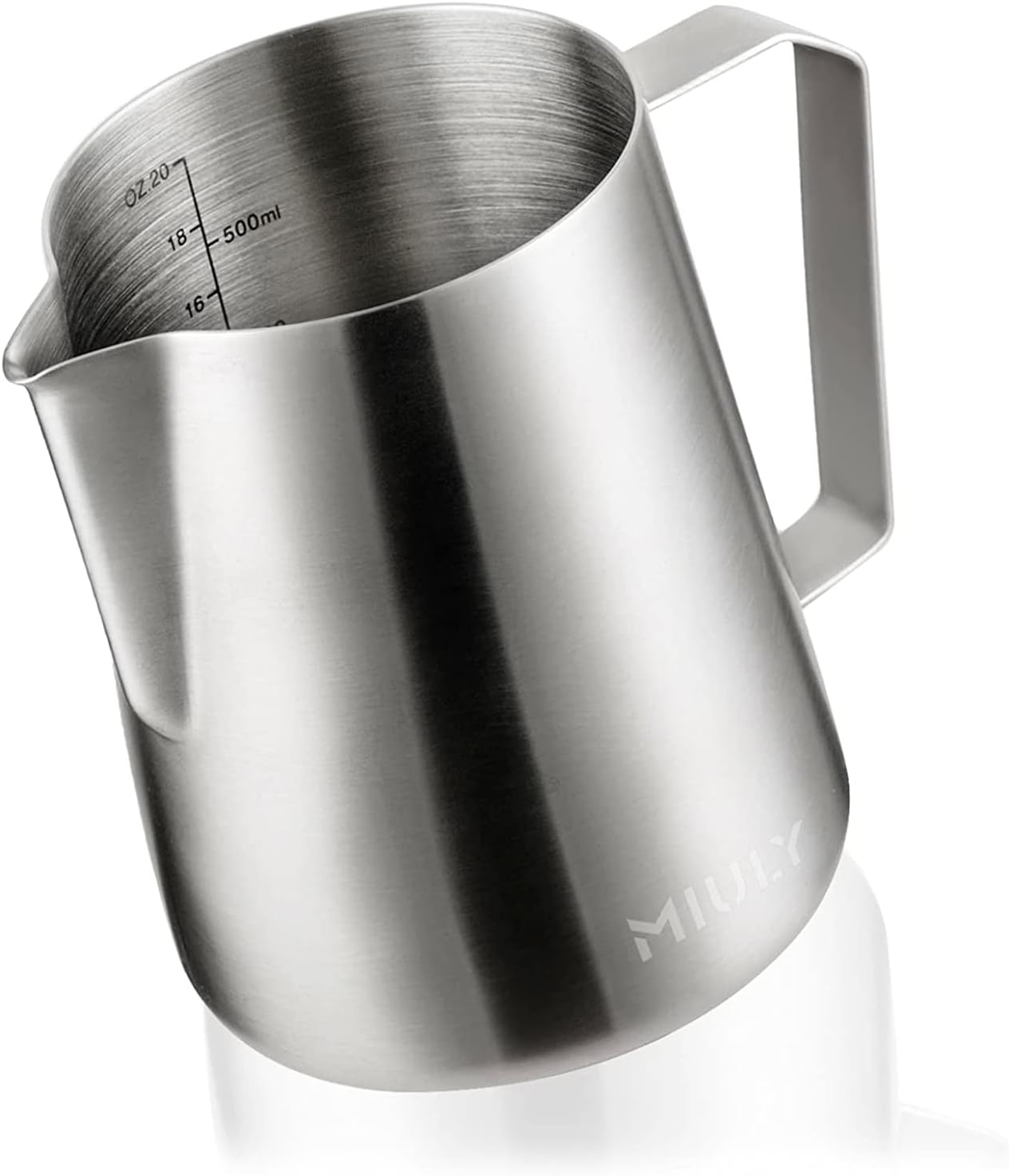 Milk Frother Jug 600ml for Coffee Machine,Stainless Steel Milk Frothing Pitcher for Flat Whites Cappuccino and Latte's, 20oz Measuring Milk Jug