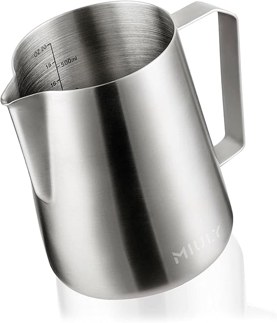 MaxMiuly Milk Frother Jug 600ml for Coffee Machine,Stainless Steel Milk